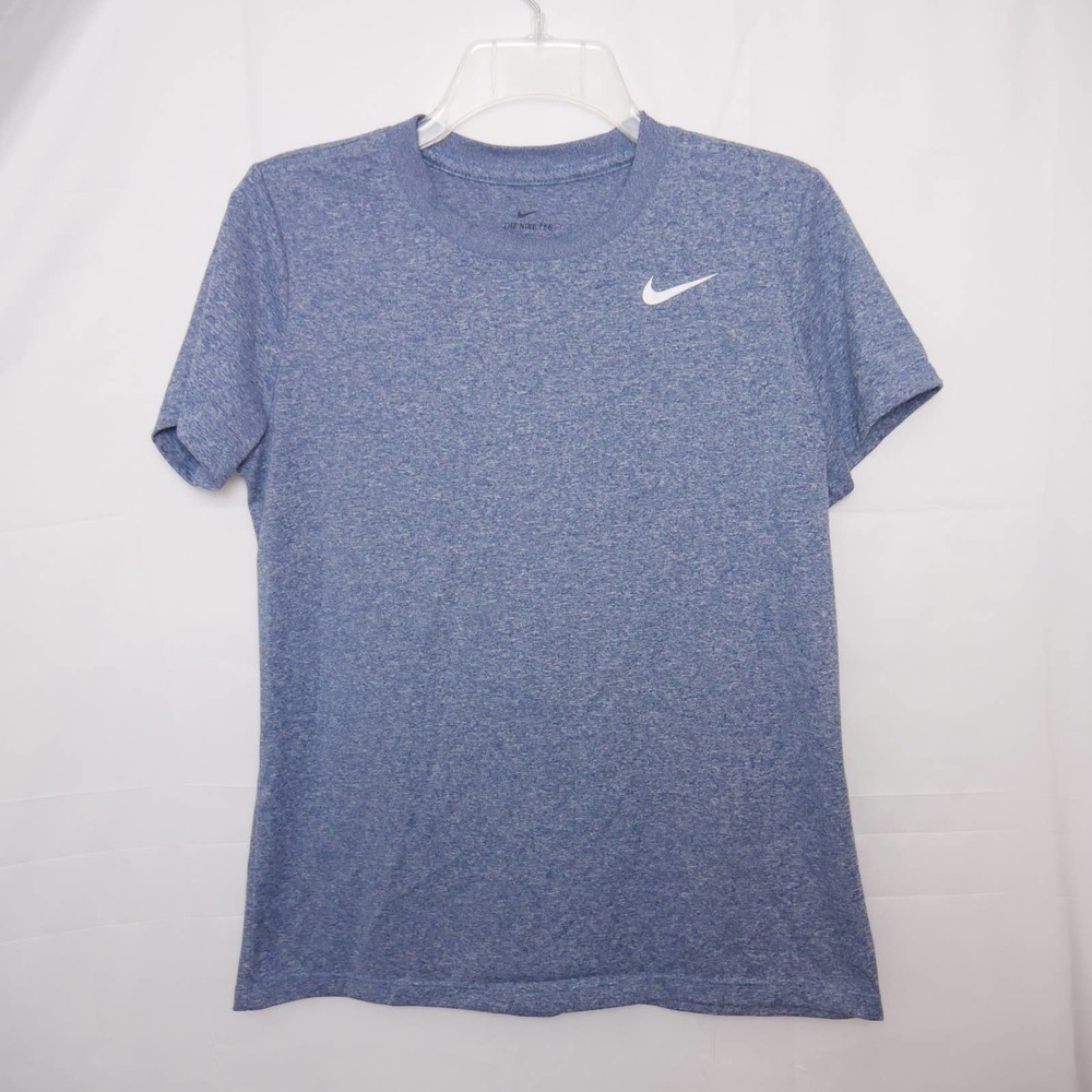 Nike Blue Women's Dri-Fit Activewear Top Tee Swoosh Logo - Medium